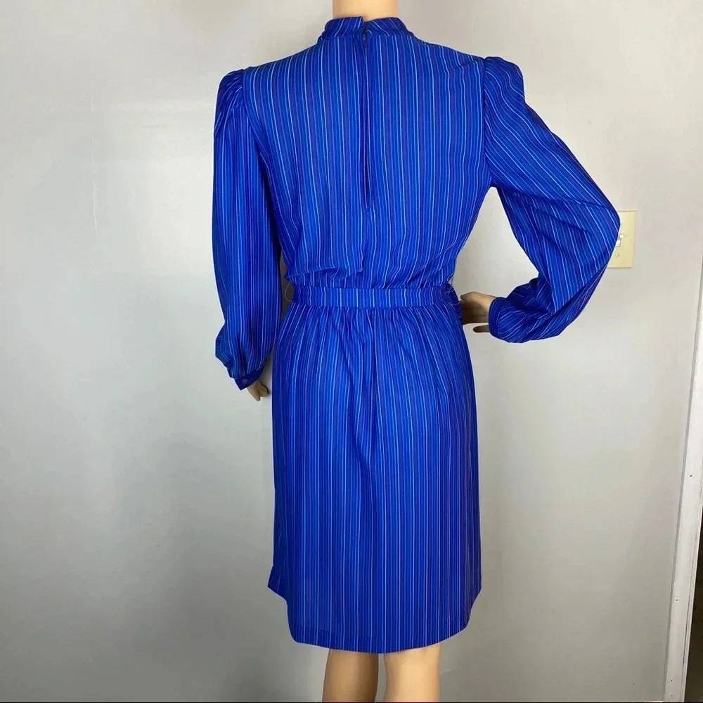 Periwinkle Brand Vintage 70's Womens Dress Size Small NO TAGS Blue Stripe, Belt